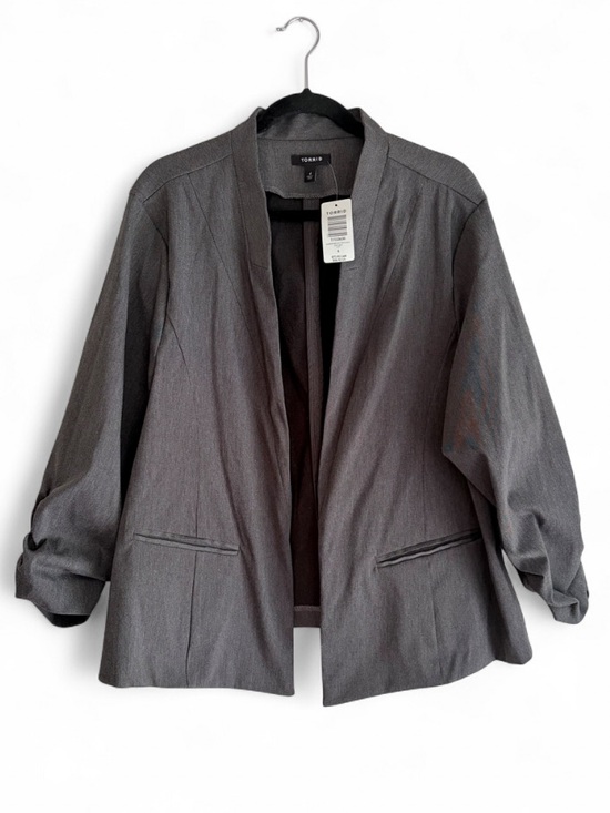 torrid Jackets & Blazers - NWT Torrid Charcoal Gray Gathered Sleeve Open Blazer Size 4